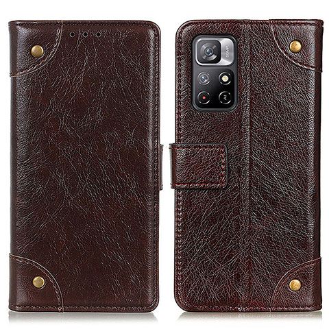 Custodia Portafoglio In Pelle Cover con Supporto K06Z per Xiaomi Redmi Note 11 5G Marrone