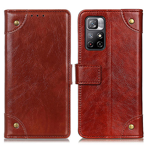 Custodia Portafoglio In Pelle Cover con Supporto K06Z per Xiaomi Redmi Note 11 5G Marrone Chiaro