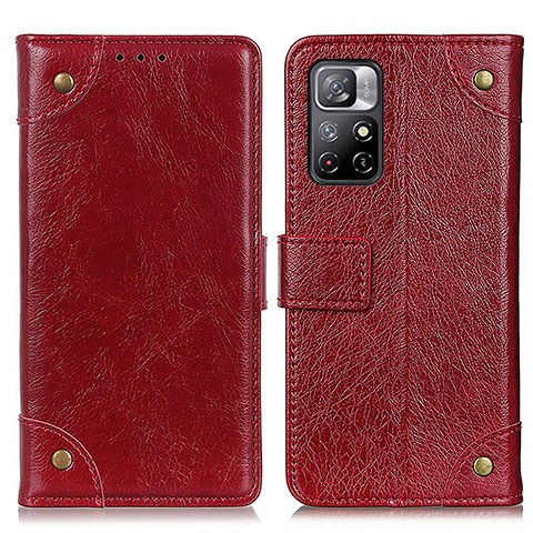 Custodia Portafoglio In Pelle Cover con Supporto K06Z per Xiaomi Redmi Note 11 5G Rosso