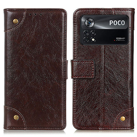 Custodia Portafoglio In Pelle Cover con Supporto K06Z per Xiaomi Redmi Note 11E Pro 5G Marrone