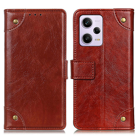 Custodia Portafoglio In Pelle Cover con Supporto K06Z per Xiaomi Redmi Note 12 Pro 5G Marrone Chiaro