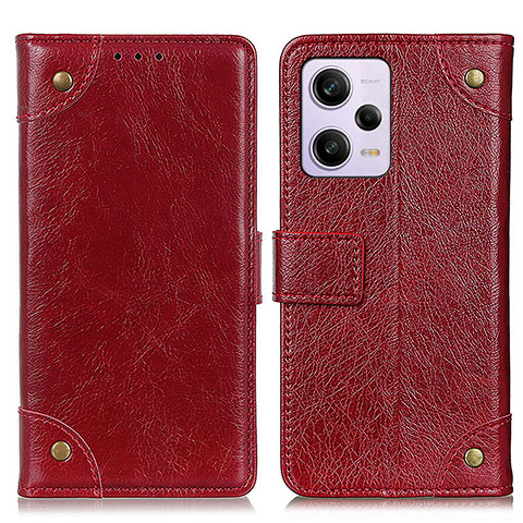 Custodia Portafoglio In Pelle Cover con Supporto K06Z per Xiaomi Redmi Note 12 Pro+ Plus 5G Rosso