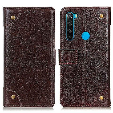 Custodia Portafoglio In Pelle Cover con Supporto K06Z per Xiaomi Redmi Note 8 (2021) Marrone