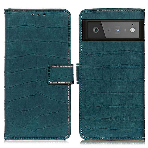 Custodia Portafoglio In Pelle Cover con Supporto K07Z per Google Pixel 6 5G Verde