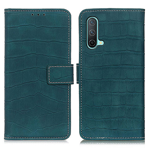 Custodia Portafoglio In Pelle Cover con Supporto K07Z per OnePlus Nord CE 5G Verde