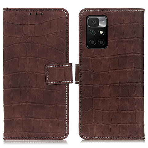 Custodia Portafoglio In Pelle Cover con Supporto K07Z per Xiaomi Redmi 10 (2022) Marrone