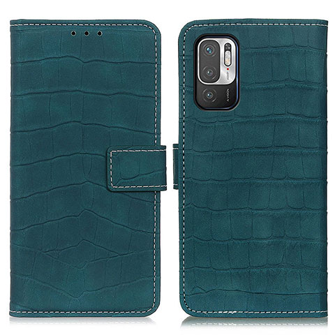 Custodia Portafoglio In Pelle Cover con Supporto K07Z per Xiaomi Redmi Note 10 5G Verde