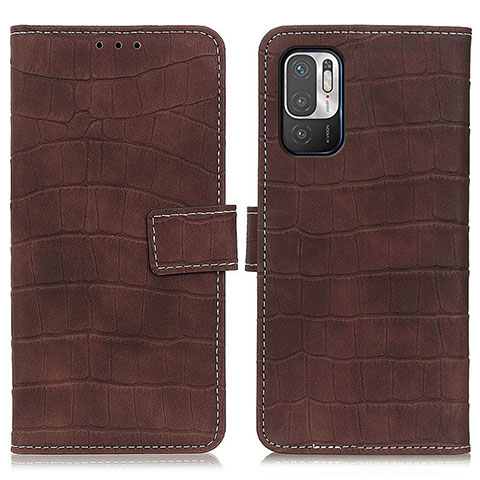 Custodia Portafoglio In Pelle Cover con Supporto K07Z per Xiaomi Redmi Note 10T 5G Marrone