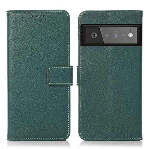 Custodia Portafoglio In Pelle Cover con Supporto K08Z per Google Pixel 6 Pro 5G Verde