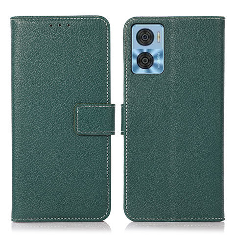 Custodia Portafoglio In Pelle Cover con Supporto K08Z per Motorola Moto E22 Verde