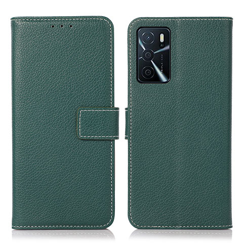 Custodia Portafoglio In Pelle Cover con Supporto K08Z per Oppo A16 Verde