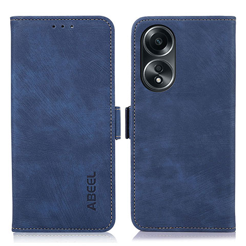 Custodia Portafoglio In Pelle Cover con Supporto K08Z per Oppo A18 Blu