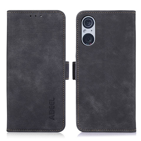 Custodia Portafoglio In Pelle Cover con Supporto K08Z per Sony Xperia 5 V Nero