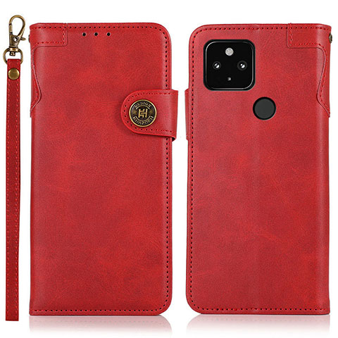 Custodia Portafoglio In Pelle Cover con Supporto K09Z per Google Pixel 4a 5G Rosso