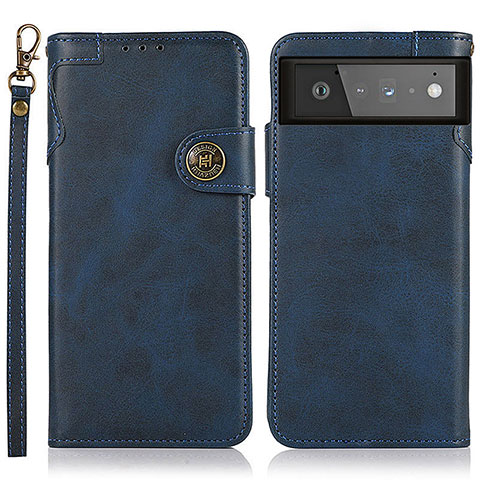 Custodia Portafoglio In Pelle Cover con Supporto K09Z per Google Pixel 6 5G Blu