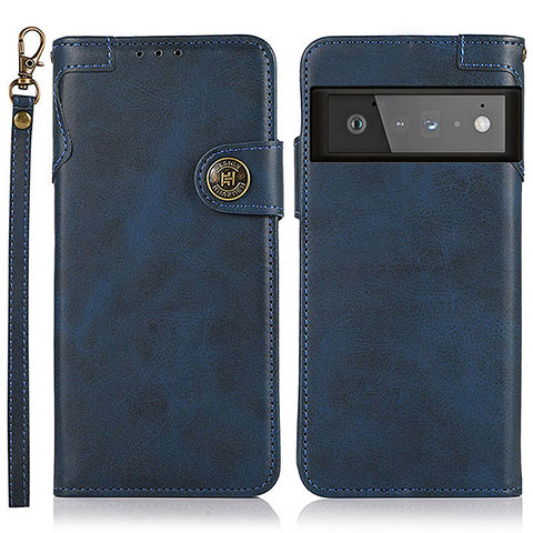 Custodia Portafoglio In Pelle Cover con Supporto K09Z per Google Pixel 6 Pro 5G Blu