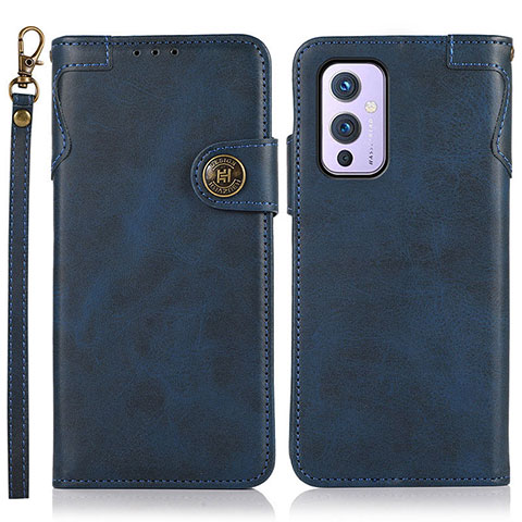 Custodia Portafoglio In Pelle Cover con Supporto K09Z per OnePlus 9 5G Blu