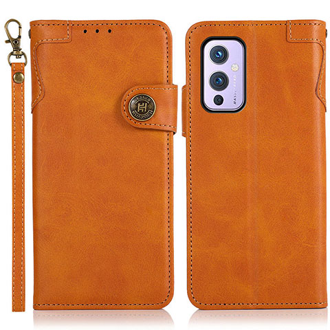 Custodia Portafoglio In Pelle Cover con Supporto K09Z per OnePlus 9 5G Marrone