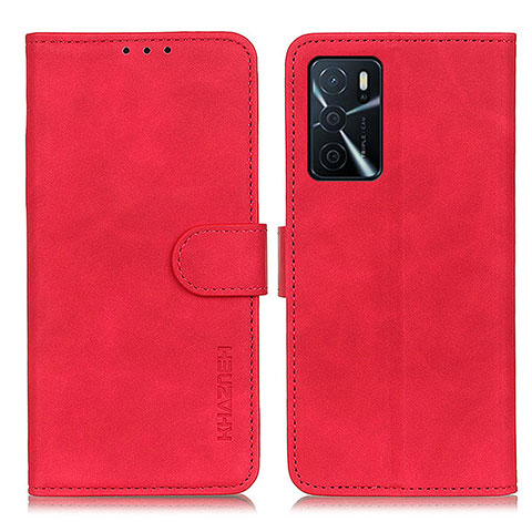 Custodia Portafoglio In Pelle Cover con Supporto K09Z per Oppo A16 Rosso