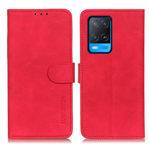 Custodia Portafoglio In Pelle Cover con Supporto K09Z per Oppo A54 4G Rosso