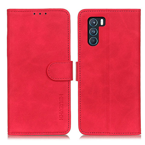 Custodia Portafoglio In Pelle Cover con Supporto K09Z per Oppo K9 Pro 5G Rosso