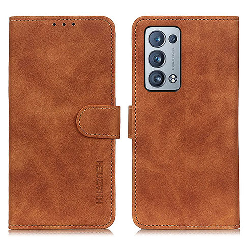 Custodia Portafoglio In Pelle Cover con Supporto K09Z per Oppo Reno6 Pro 5G Marrone