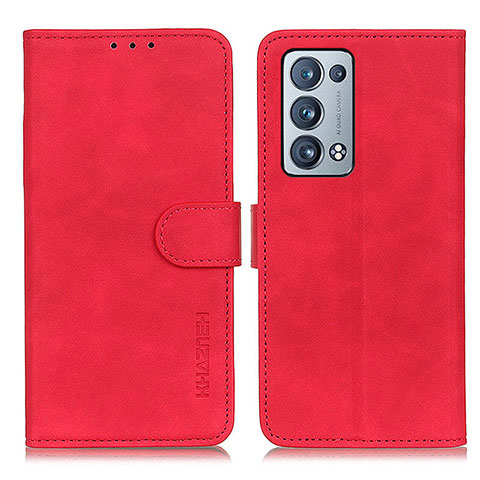 Custodia Portafoglio In Pelle Cover con Supporto K09Z per Oppo Reno6 Pro 5G Rosso