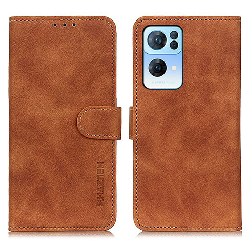 Custodia Portafoglio In Pelle Cover con Supporto K09Z per Oppo Reno7 Pro 5G Marrone