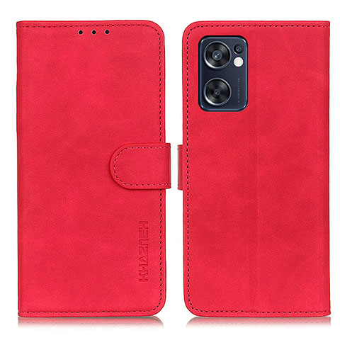 Custodia Portafoglio In Pelle Cover con Supporto K09Z per Oppo Reno7 SE 5G Rosso