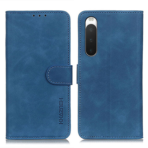 Custodia Portafoglio In Pelle Cover con Supporto K09Z per Sony Xperia 10 V Blu