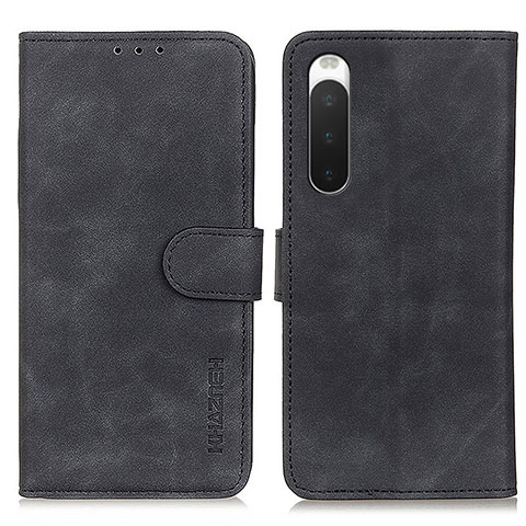 Custodia Portafoglio In Pelle Cover con Supporto K09Z per Sony Xperia 10 V Nero