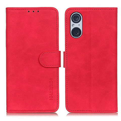 Custodia Portafoglio In Pelle Cover con Supporto K09Z per Sony Xperia 5 V Rosso