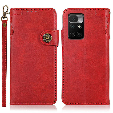 Custodia Portafoglio In Pelle Cover con Supporto K09Z per Xiaomi Redmi 10 4G Rosso