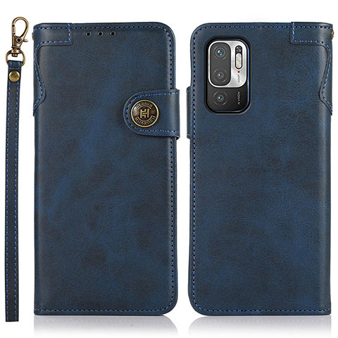 Custodia Portafoglio In Pelle Cover con Supporto K09Z per Xiaomi Redmi Note 10 5G Blu