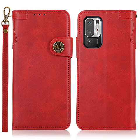 Custodia Portafoglio In Pelle Cover con Supporto K09Z per Xiaomi Redmi Note 10 5G Rosso