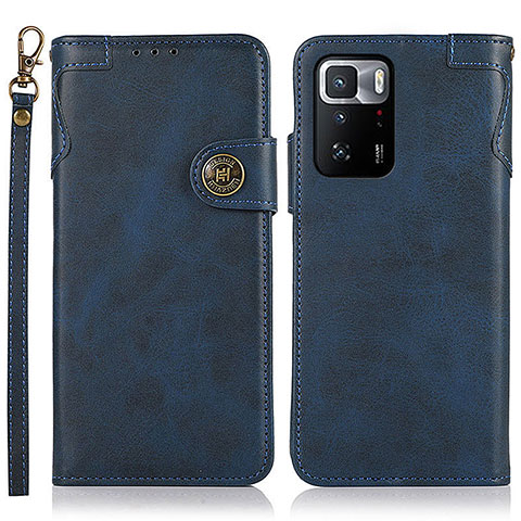 Custodia Portafoglio In Pelle Cover con Supporto K09Z per Xiaomi Redmi Note 10 Pro 5G Blu