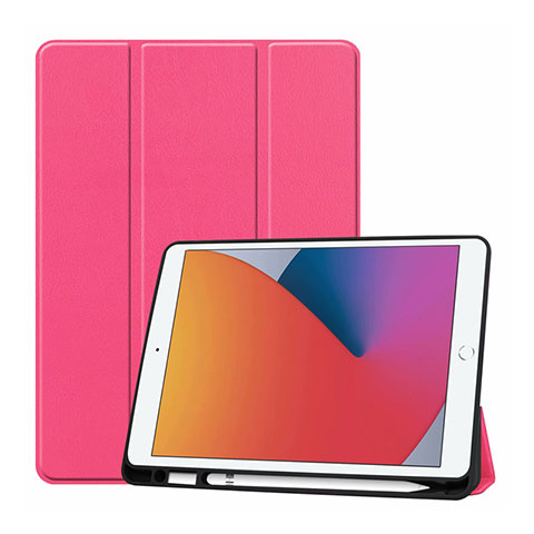 Custodia Portafoglio In Pelle Cover con Supporto L01 per Apple iPad 10.2 (2019) Rosa