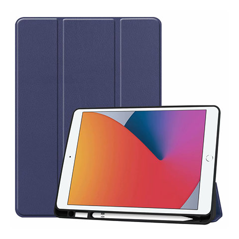 Custodia Portafoglio In Pelle Cover con Supporto L01 per Apple iPad 10.2 (2020) Blu