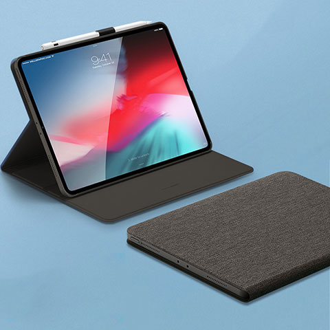 Custodia Portafoglio In Pelle Cover con Supporto L01 per Apple iPad Pro 11 (2018) Grigio