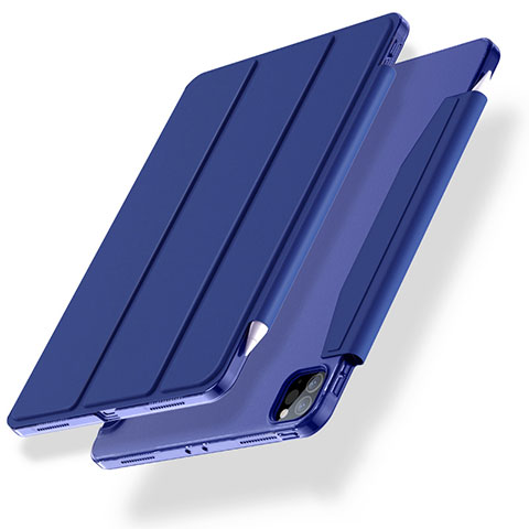 Custodia Portafoglio In Pelle Cover con Supporto L01 per Apple iPad Pro 12.9 (2021) Blu