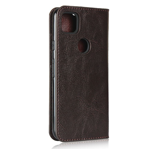 Custodia Portafoglio In Pelle Cover con Supporto L01 per Google Pixel 4a Marrone