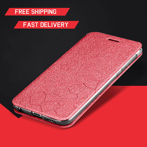 Custodia Portafoglio In Pelle Cover con Supporto L01 per Huawei Enjoy 9 Plus Rosso