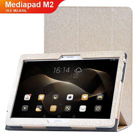 Custodia Portafoglio In Pelle Cover con Supporto L01 per Huawei MediaPad M2 10.0 M2-A10L Oro