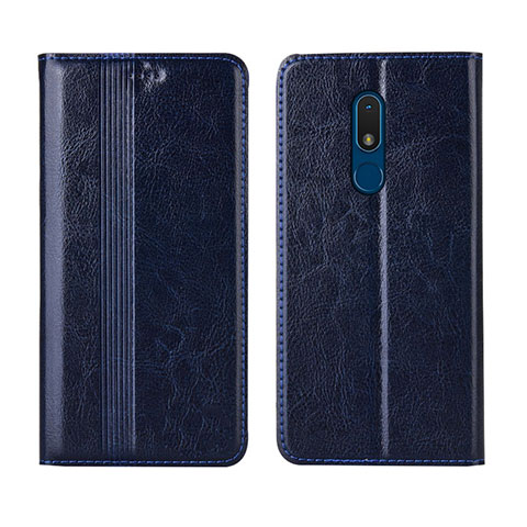 Custodia Portafoglio In Pelle Cover con Supporto L01 per Nokia C3 Blu Notte