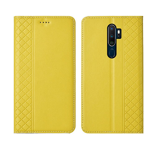 Custodia Portafoglio In Pelle Cover con Supporto L01 per Oppo A11 Giallo