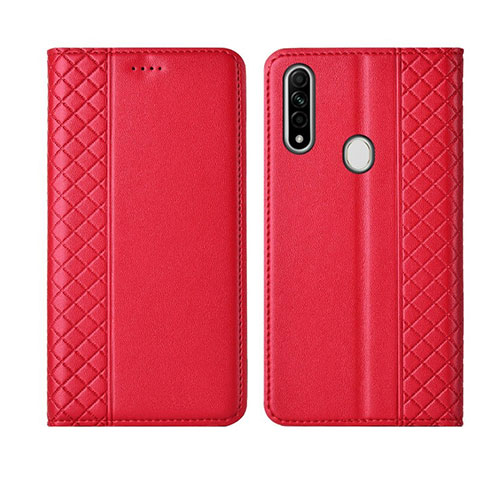 Custodia Portafoglio In Pelle Cover con Supporto L01 per Oppo A31 Rosso