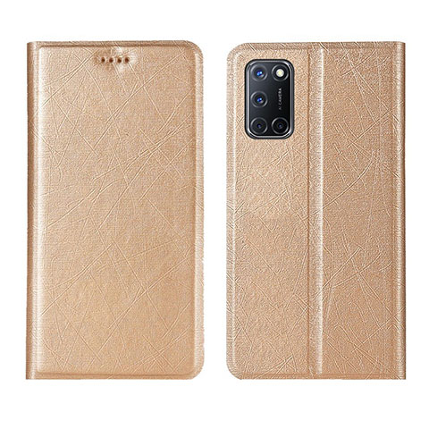 Custodia Portafoglio In Pelle Cover con Supporto L01 per Oppo A52 Oro