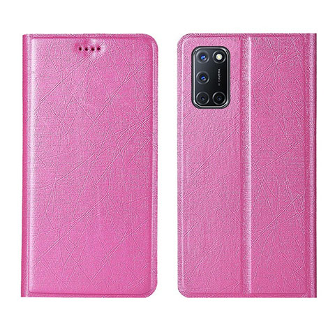 Custodia Portafoglio In Pelle Cover con Supporto L01 per Oppo A52 Rosa