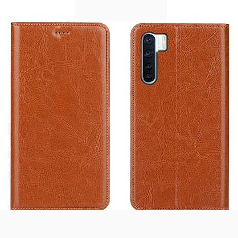 Custodia Portafoglio In Pelle Cover con Supporto L01 per Oppo A91 Arancione