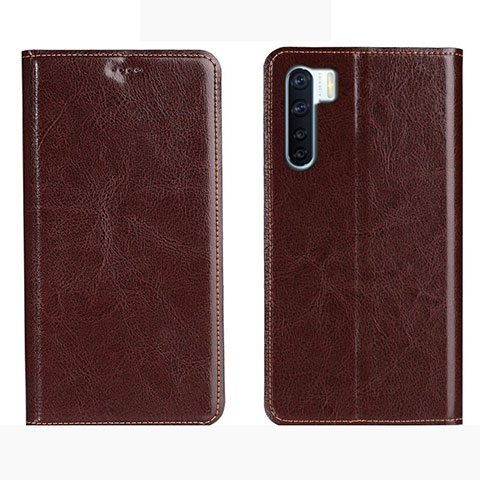 Custodia Portafoglio In Pelle Cover con Supporto L01 per Oppo A91 Marrone